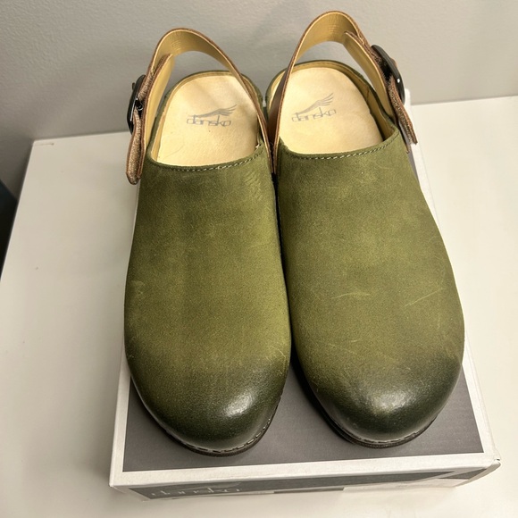 DANSKO Olive Green Leather Slingback Clogs - Picture 5 of 9